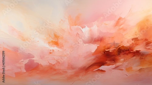 background is in spots of paint in Impressionism. abstract drawing in pink and peach fuzz colors. backdrop, texture.