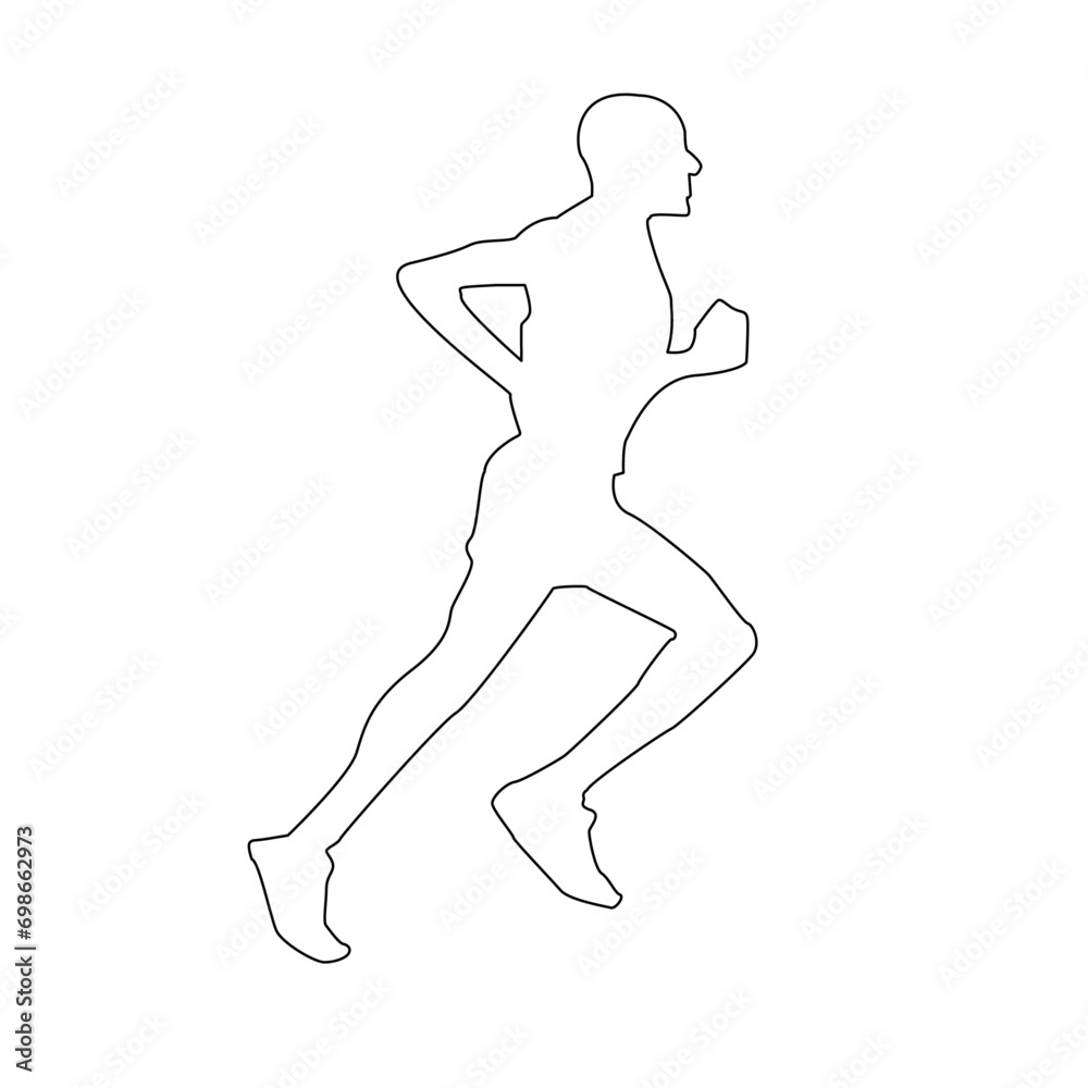 Running man vectors continuous line drawing
