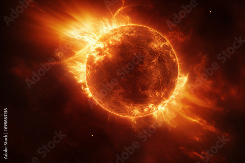 AI generated picture of a bright sun star and hot flare