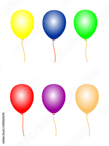 Balloon set isolated on transparent background.balloons template for anniversary  birthday party  and happy new year