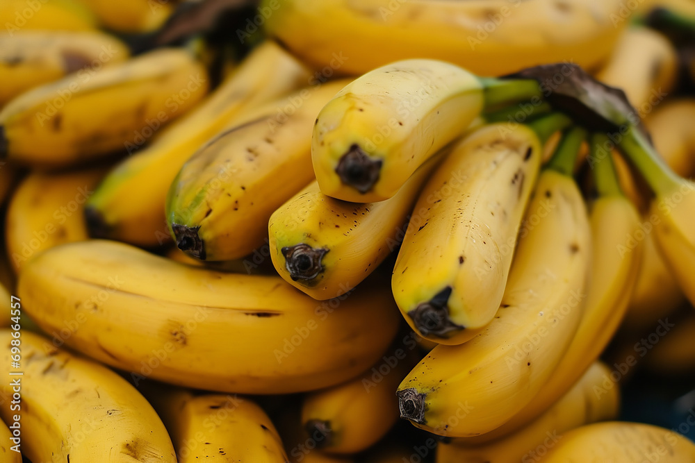 Background of ripe bananas, photo, good sharpness, detail, close-up, top view,