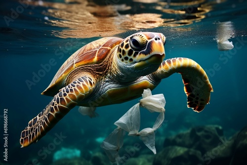Environmental threat Plastic pollution harms sea turtles and ocean animals