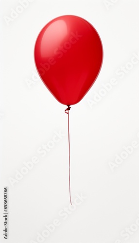Craft an image of a red balloon in motion caught mid-flight against a white background conveying a sense of playfulness and spontaneity in this realistic HD composition.