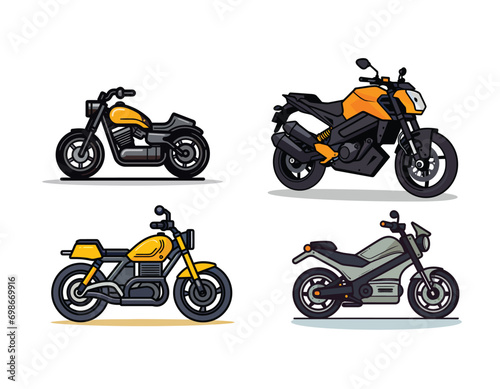 set of motorcycle illustration vector on white background