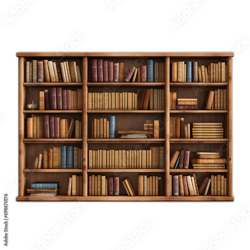 bookshelf isolated on transparent or white background, png 