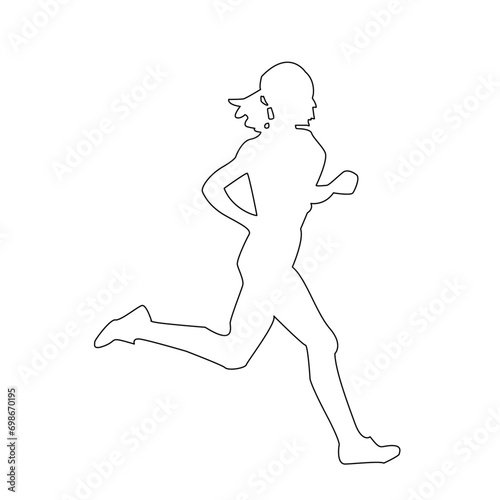 Running girl vectors continuous line drawing