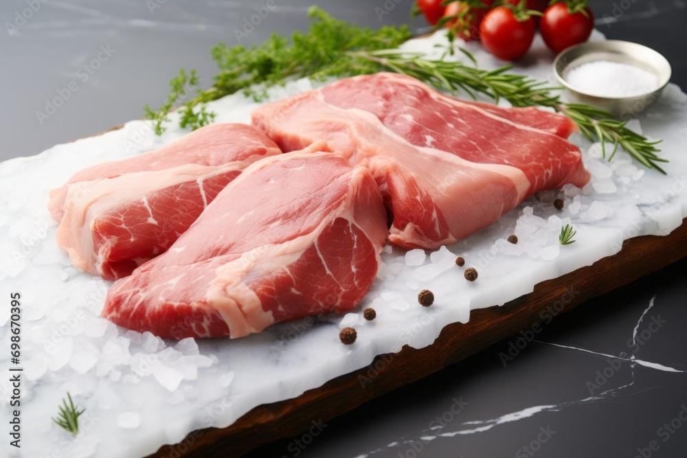 raw poultry meat, fillet pieces on the kitchen table. cooking at home. raw poultry meat, fillet pieces on the kitchen table. cooking at home.