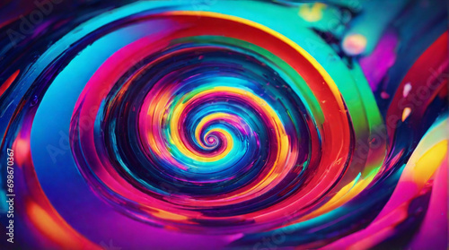 Vibrant abstract neon spiral background - Mesmerizing colors in a dynamic spiral  perfect for modern design and creative concepts. 