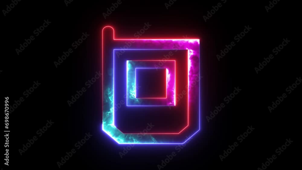 Glowing neon mobile phone icon animated background. Abstract symbol icon of button phone