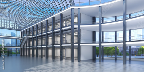 Tableau sur toile Shopping mall atrium interior. 3d illustration