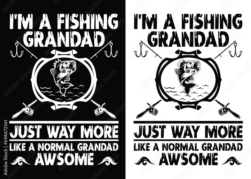 Fototapeta premium Fishing vector design template. For fishing t-shirt and poster with quote and illustration. Fishing dad tee.
