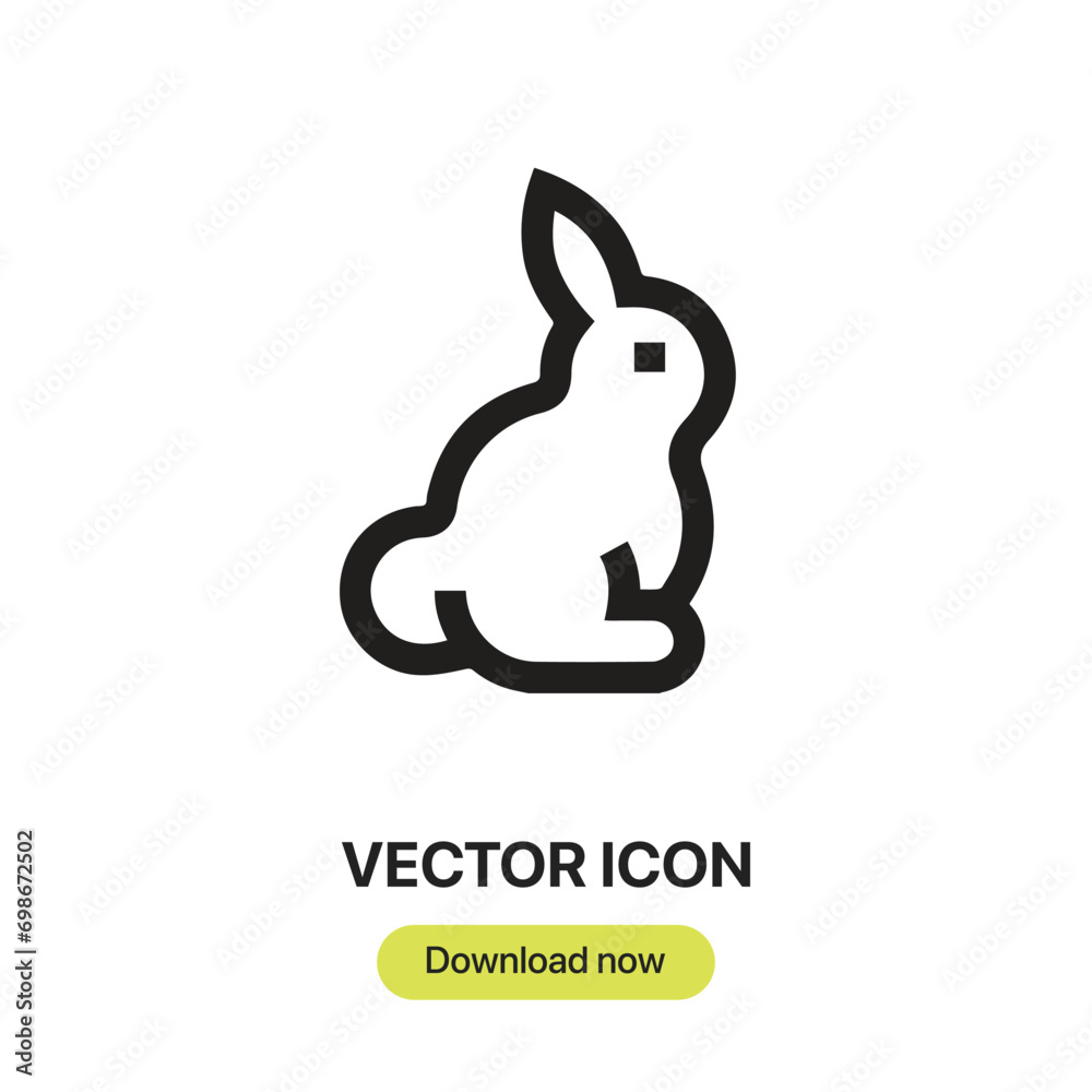 Fototapeta premium Rabbit icon vector. Linear-style sign for mobile concept and web design. Rabbit symbol illustration. Pixel vector graphics - Vector.