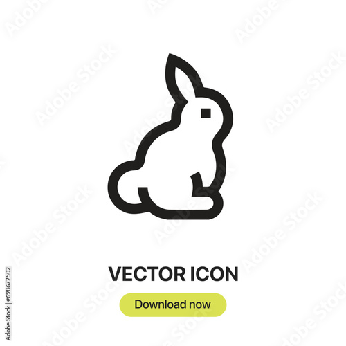 Rabbit icon vector. Linear-style sign for mobile concept and web design. Rabbit symbol illustration. Pixel vector graphics - Vector.