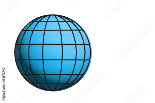 Globe icon, 3-D effect. Isolated on a white background