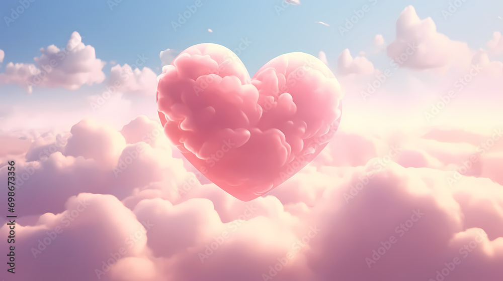 Pink Valentine's Day hearts in clouds as abstract background, romantic wallpaper, Valentine's Day background Pink Valentine's Day hearts in clouds as abstract background, romantic wallpaper, Valentine's Day background