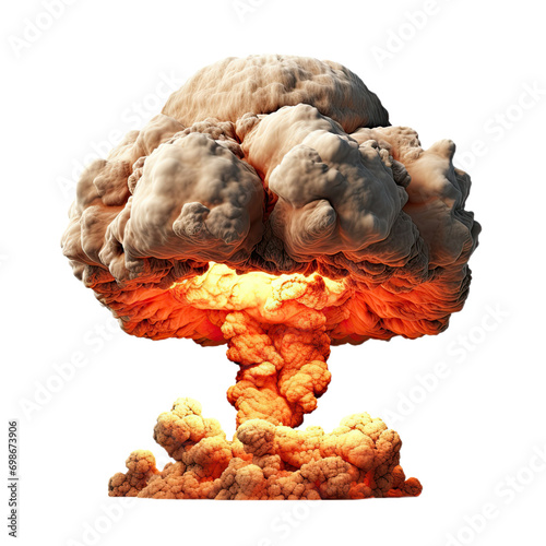 Obraz na płótnie Nuclear explosions mushroom cloud. Destruction. Isolated on Transparent background. 