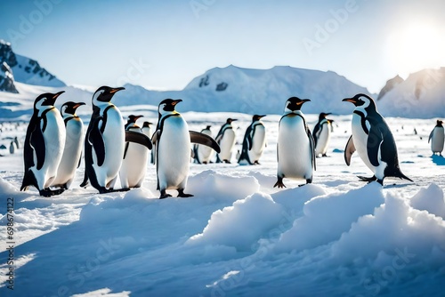 penguins on ice Generated with AI. © dreak