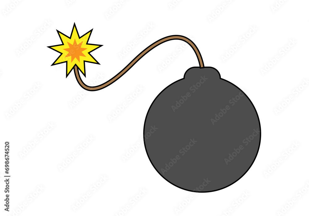Icono negro de bomba en fondo blanco.
