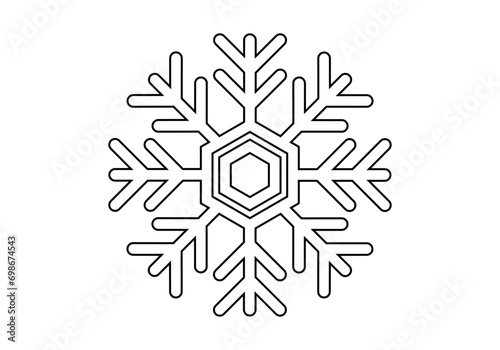 Icono negro de copo de nieve en fondo blanco.