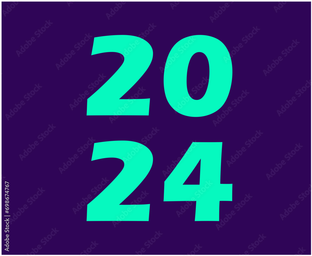 Happy New Year 2024 Abstract Cyan Graphic Design Vector Logo Symbol Illustration With Purple Background Happy New Year 2024 Abstract Cyan Graphic Design Vector Logo Symbol Illustration With Purple Background