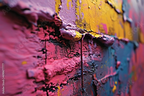 Painted Wall with Pink and Yellow Paint