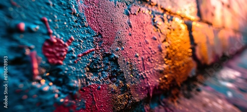 Colorful and Dirty Wall with Paint Chips photo