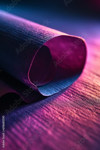 A roll of paper with a purple hue. photo