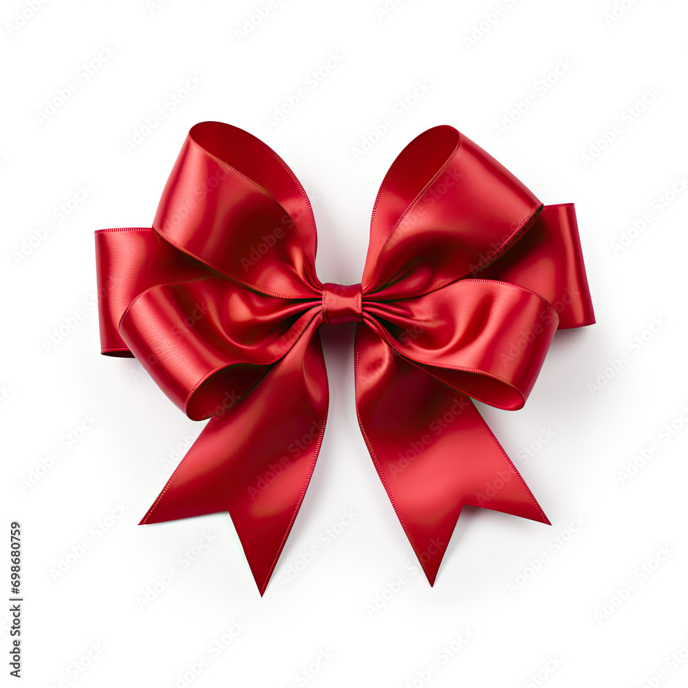 Red Gift Ribbon Bow. Isolated on white background Red Gift Ribbon Bow. Isolated on white background