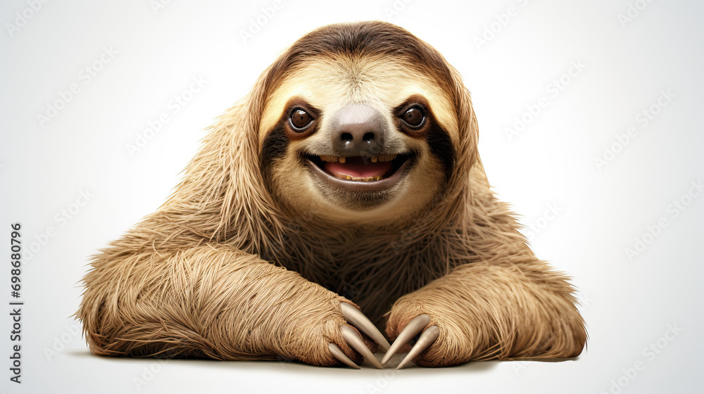 Fototapeta premium Happy Sloth. Isolated on white background