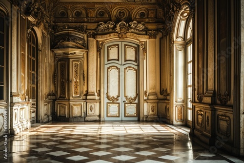 Opulent Vintage Interior Background with Architectural Elegance and Grand Design