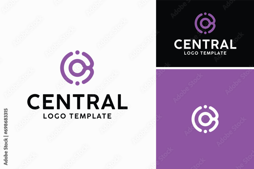 Circular Line Initial Letter C Central Circle Modern Logo Design