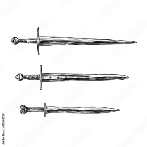 three linearts medieval sword