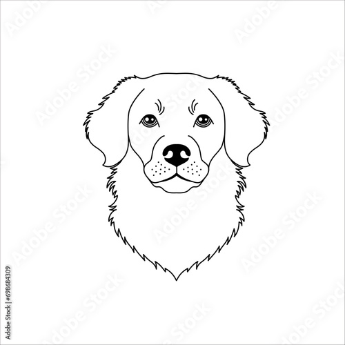 Retriever dog icon in linear flat style on white background.