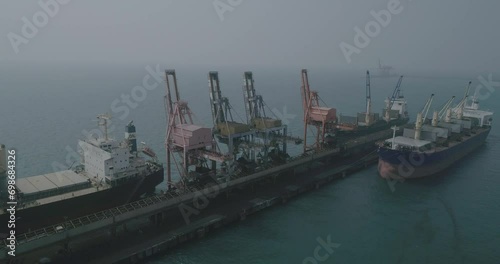 Port and Harbour Aerial Drone View photo