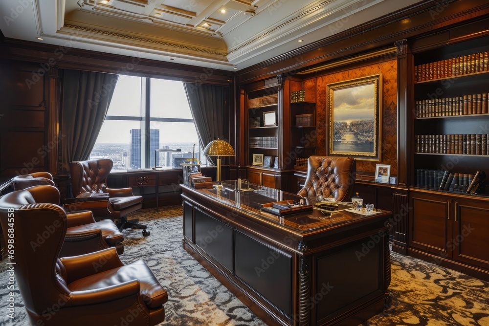 Sophisticated Executive Office with Panoramic City Views