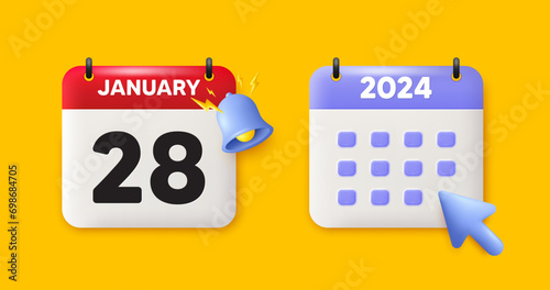 28th day of the month icon. Calendar date 3d icon. Event schedule date. Meeting appointment time. 28th day of January month. Calendar event reminder date. Vector