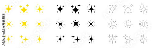 Sparkle collection in different styles. Twinkling stars collection. Vector illustration isolated on white. photo