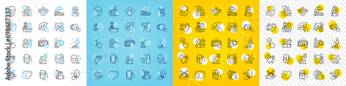 Vector icons set of Money app, Healthy face and Location app line icons pack for web with Floor lamp, Hearing, Washing hands outline icon. Presentation time, Stats, Sick man pictogram. Vector