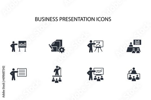 Business presentation icon. vector.Editable stroke.linear style sign for use web design,logo.Symbol illustration.