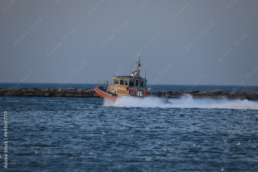 High speed pursuit by a coast guard vessel 