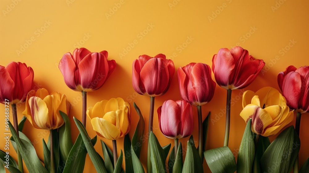 Valentine's Tulip Border: Captivating Copy Space for Floral Arrangements Valentine's Tulip Border: Captivating Copy Space for Floral Arrangements