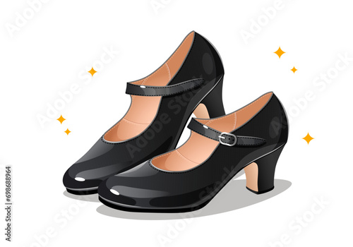 Flamenco dance women shoes illustration