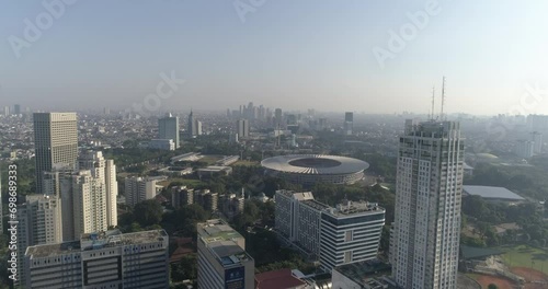 Jakarta Cityscape with Skyscraper Aerial Drone View photo