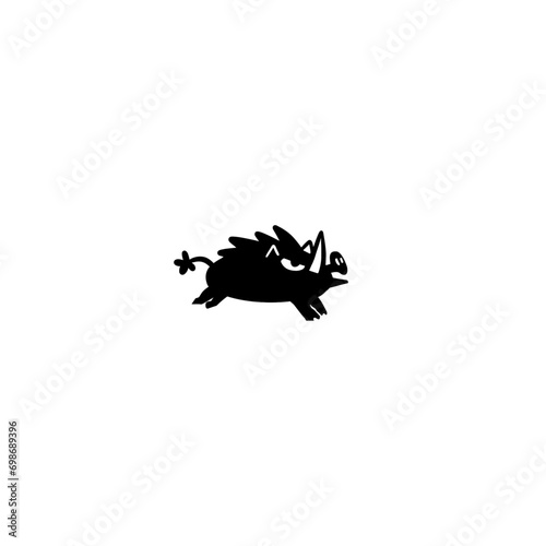 wild boar, black silhouette (ID: 698689396)