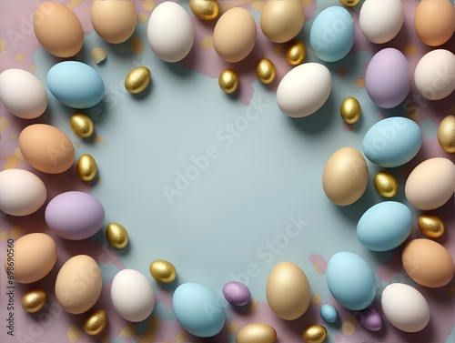 Happy Easter background, pastel colors.