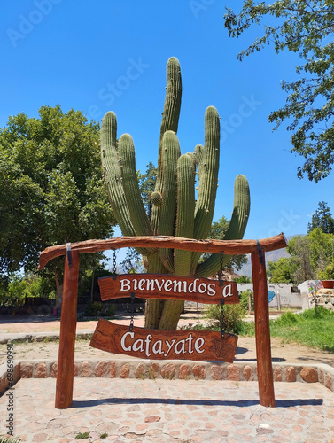 City name sign in the Argentine town of Cafayate