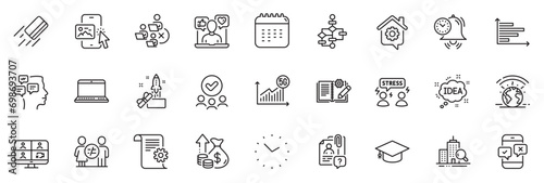 Icons pack as Calendar, Difficult stress and Social media line icons for app include Greenhouse, Technical documentation, Graduation cap outline thin icon web set. Calendar outline sign. Vector