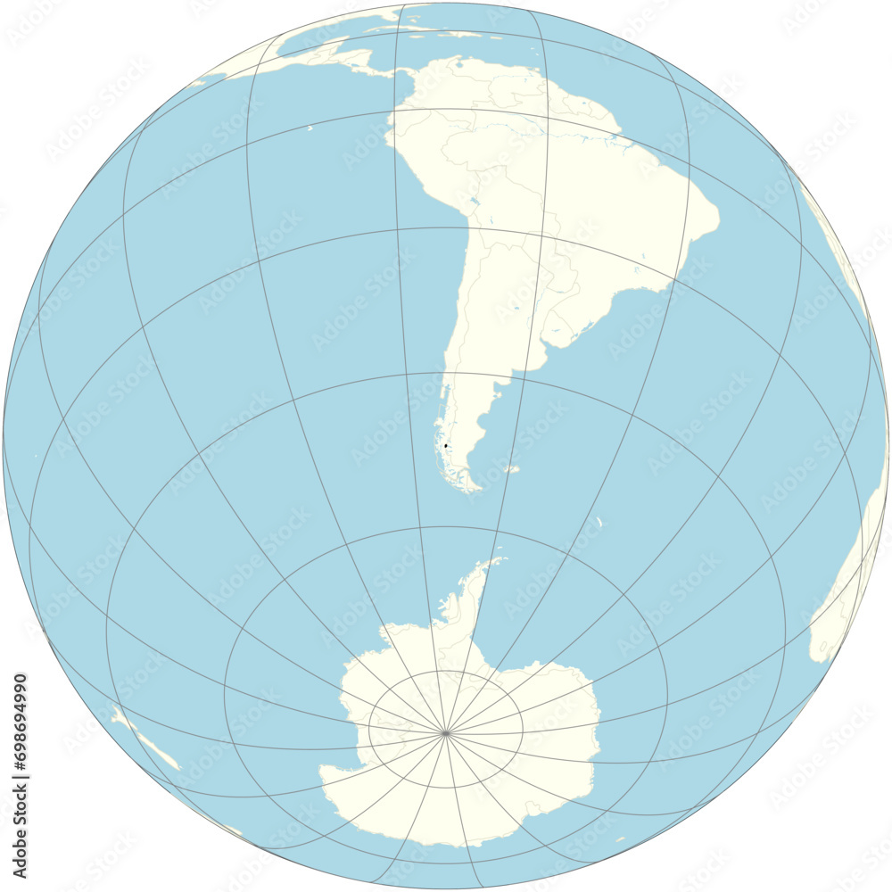Vetor de The orthographic projection of the world map with Southern ...