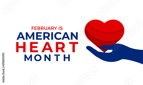 vector illustration of february is american heart month.For banner, flyer, poster design template. 