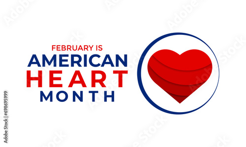vector illustration of february is american heart month.For banner, flyer, poster design template. 